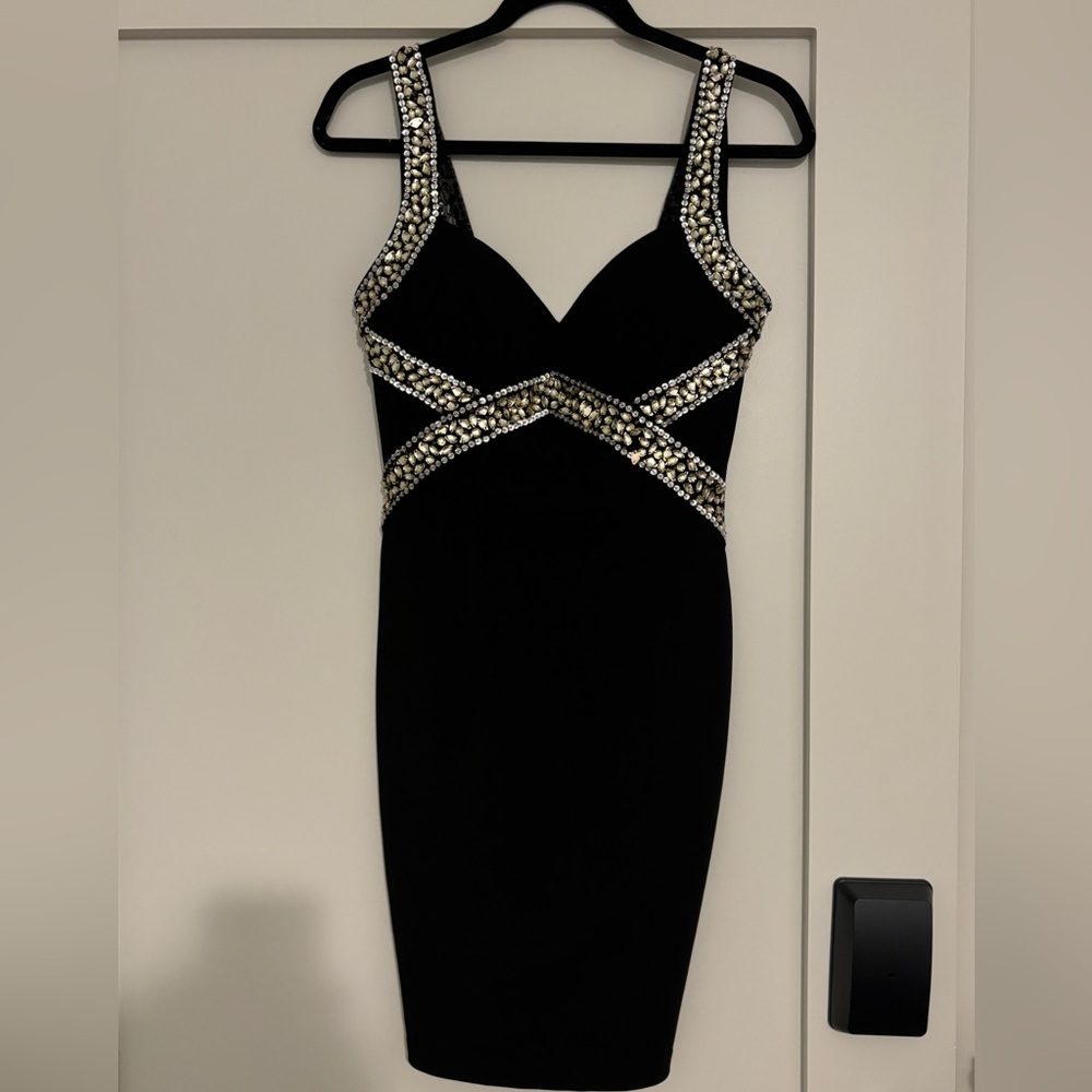 Stunning Black, Luxurious, Embellished Bodycon Dress